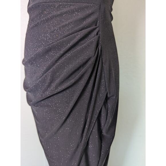 Rudá Sparkly Black Side Slit Stretch Midi Dress Women Size M Dark Fairy Sexy - Picture 7 of 14